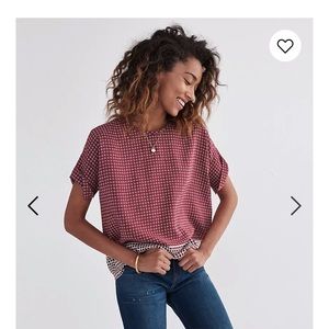 Madewell Silk Premiere Bow-Back Tee in Ascot Tile